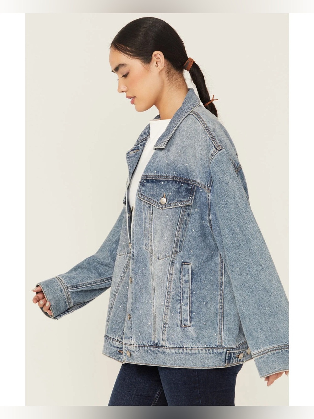 🆕 DAZE Beau Oversized Rhinestone Jacket in Twinkle NWT SZ SM